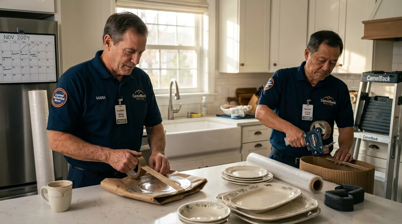 Professional crew packing kitchen dishware in Margaret, AL